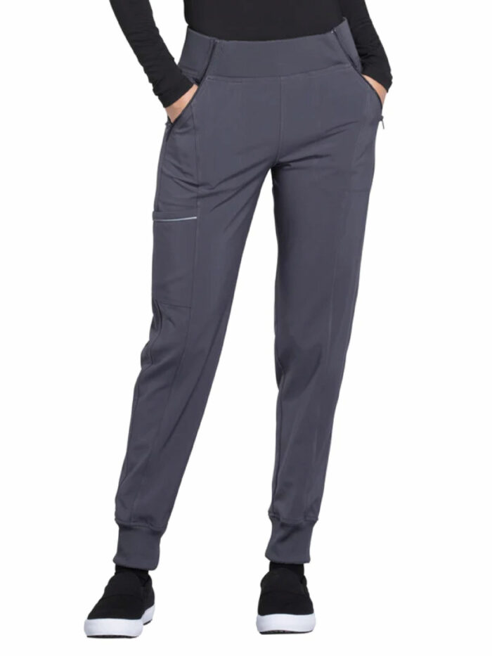 (CK110A) Women's Rib-knit Elastic Waistband and Leg Mid Rise Jogger Pant